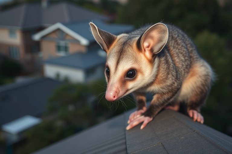 Possum in Vermont residential area